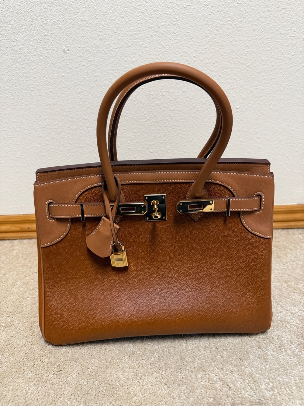 Leather Top-Handle Satchel in Brown